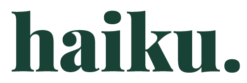 Haiku Design House logo in playfair display black